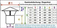 Massiver Regenhut aus Edelstahl mit abgerundeten Ecken für z.B.  Plewa / Tona Schornsteine