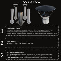 Einwandige Kaminverlängerung  + Grundplatte 150, Höhe 1000 mm ohne Regenhaube
