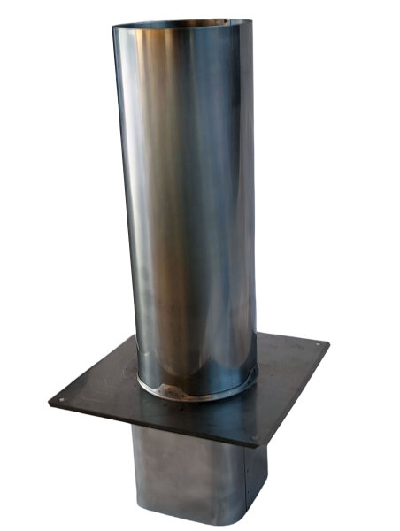 Einwandige Schornsteinverlängerung  + eckiger  Einschub 180, Höhe 1000 mm ohne Regenhaube