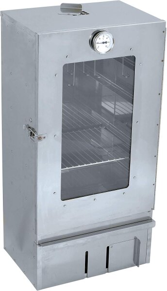 Massiver Edelstahl Räucherofen/Räucherschrank 80 cm Höhe + Sichtscheibe