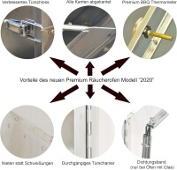 Massiver Edelstahl Räucherofen/Räucherschrank 80 cm Höhe + Sichtscheibe