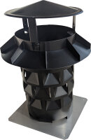 Windkat Kaminaufsatz  in Farbe anthrazit B-Ware / Sonderposten - mit Grundplatte