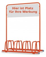 4er Werbe-Fahrradständer mit Rollen orange
