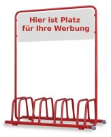 4er Werbe-Fahrradständer mit Rollen weiß