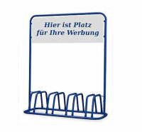 4er Fahrradständer mit Werbefläche blau